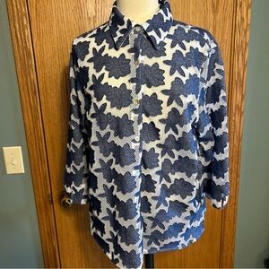 ALFRED DUNNER  Blue Bayou Top Shirt Blouse Woman’s Large Working girl Layering